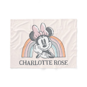 Personalized Minnie Mouse Rainbow Fleece Blanket