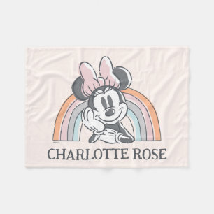 Personalized Minnie Mouse Rainbow Fleece Blanket