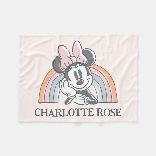 Personalized Minnie Mouse Rainbow Fleece Blanket