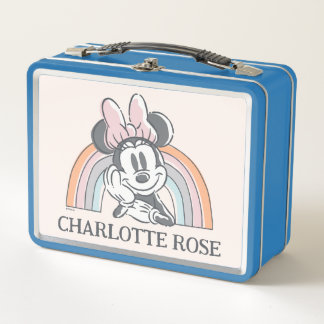 Personalized Minnie Mouse Rainbow Metal Lunch Box