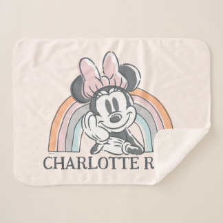 Personalized Minnie Mouse Rainbow Sherpa Blanket