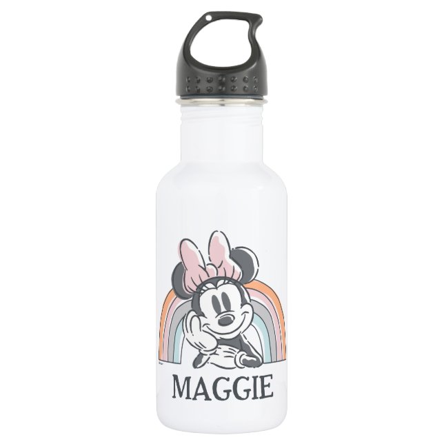 Personalized Minnie Mouse Rainbow  Stainless Steel Water Bottle (Front)