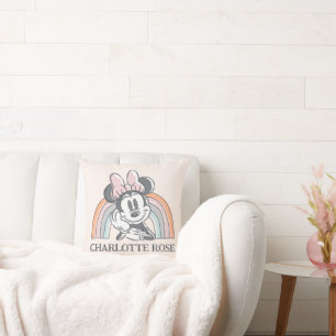 Personalized Minnie Mouse Rainbow Throw Pillow