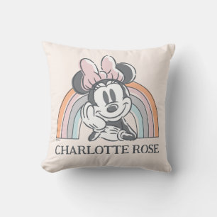 Personalized Minnie Mouse Rainbow Throw Pillow