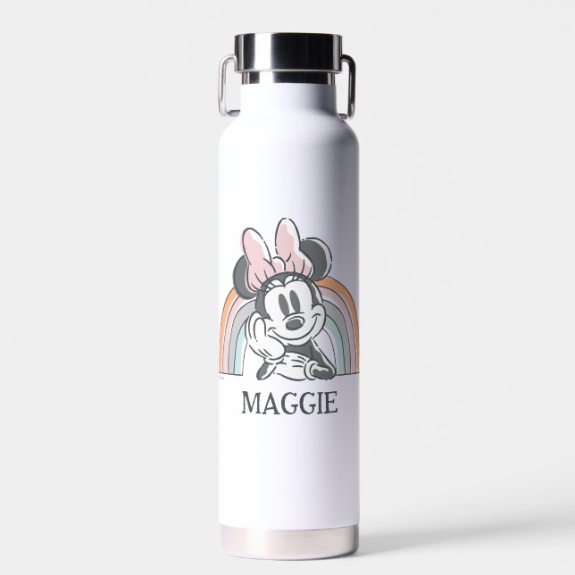 Personalized Minnie Mouse Rainbow Water Bottle (Front)