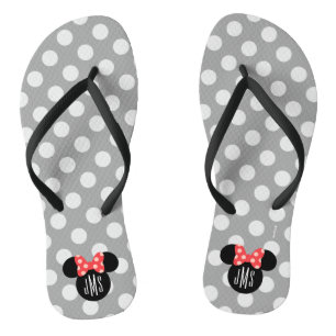 Personalized Minnie Polka Dot Head Silhouette Flip Flops