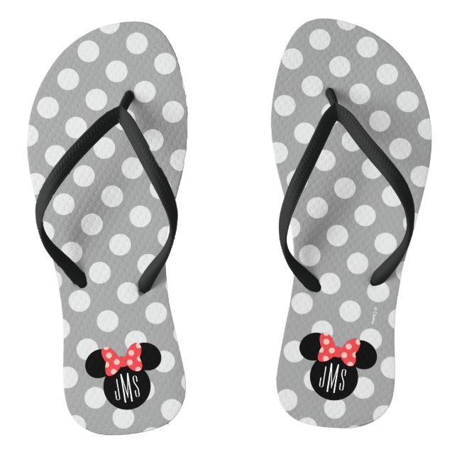 Personalized Minnie Polka Dot Head Silhouette Flip Flops (Footbed)