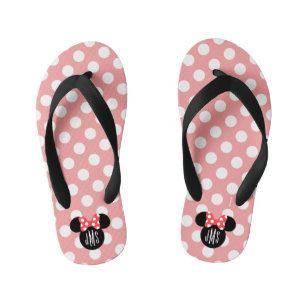 Personalized Minnie Polka Dot Head Silhouette Kid's Flip Flops
