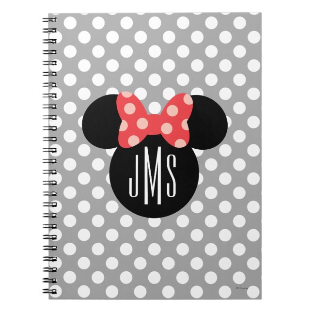 Personalized Minnie Polka Dot Head Silhouette Notebook (Front)