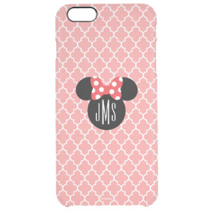 Personalized Minnie Quatrefoil Head Silhouette 2 Clear iPhone 6 Plus Case