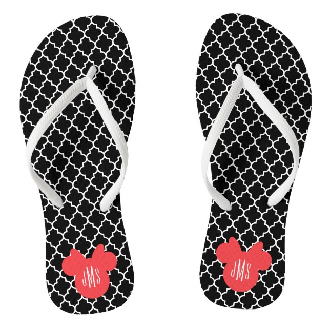 Personalized Minnie Quatrefoil Pattern Flip Flops (Footbed)
