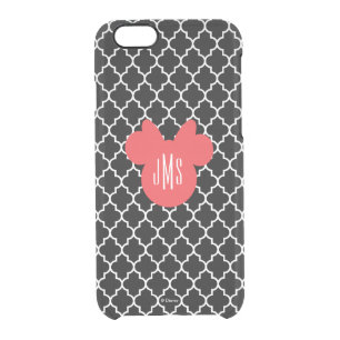 Personalized Minnie Quatrefoil Pattern Clear iPhone 6/6S Case