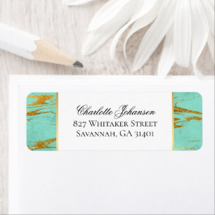 Personalized Mint and Gold Marble Pattern Label