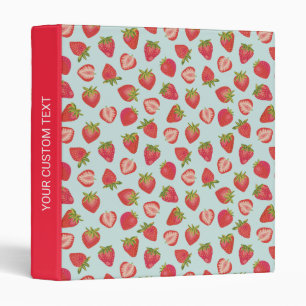 Personalized Mint and Red Strawberry 3 ring binder