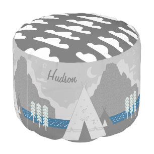 Personalized Mint Aqua Tepee and Cloud pouf