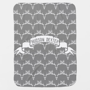 Personalized Mint Baby Boy Antlers with Rack Swaddle Blanket