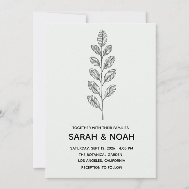 Personalized Mint Green Botanical Wedding Invitati Invitation (Front)