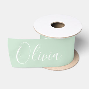 Personalized Mint Green Elegant Name Satin Ribbon