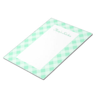 Personalized Mint Green Gingham Notepad