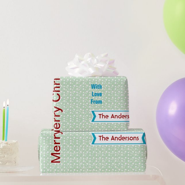 Personalized Mint Green Holiday  Wrapping Paper (Party Gifts)