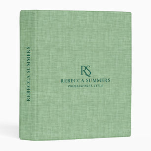 Personalized Mint Green Linen Print Monogram Mini Binder