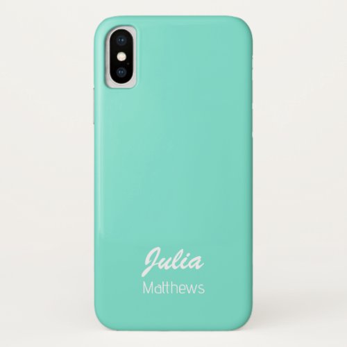 Personalized mint green minimalist iPhone XS case