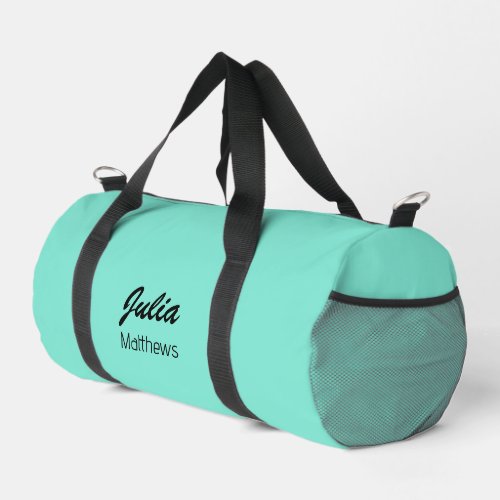 Personalized mint green minimalist duffle bag