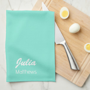 Personalized mint green minimalist kitchen towel