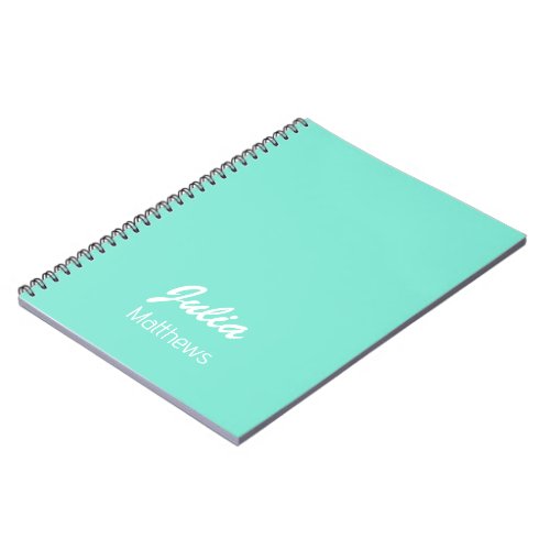 Personalized mint green minimalist notebook