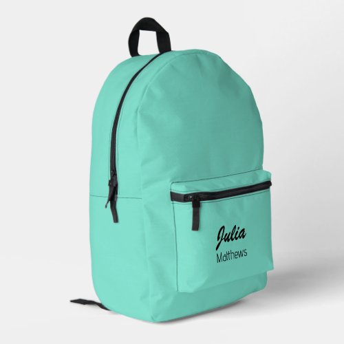 Personalized mint green minimalist printed backpack