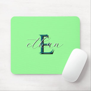 Personalized Mint Green Monogram Initial and Name Mouse Pad