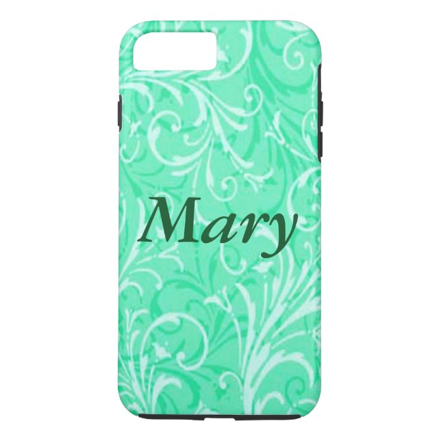 Personalized Mint Green Ornamental iPhone 7 Case (Back)