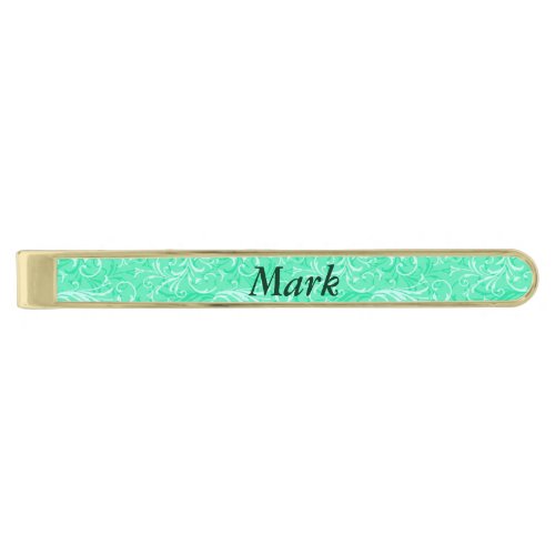 Personalized Mint Green Ornamental Tie Bar