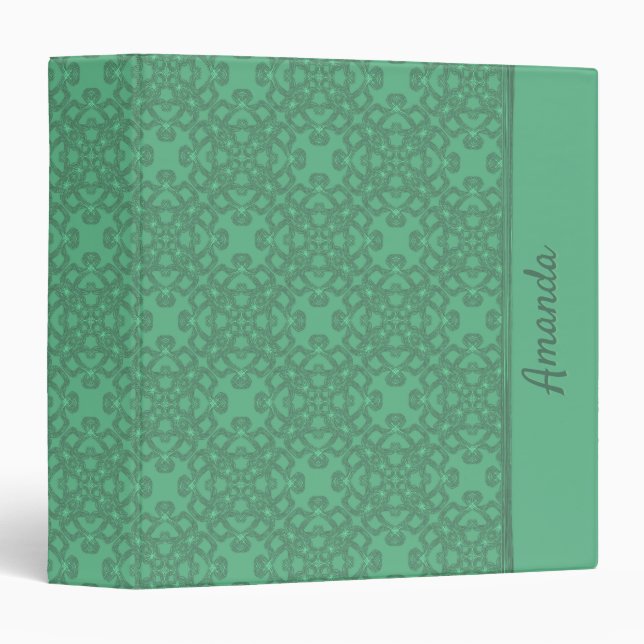 Personalized mint green pattern 3 ring binder (Front/Spine)