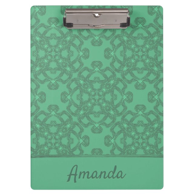 Personalized mint green pattern clipboard (Front)