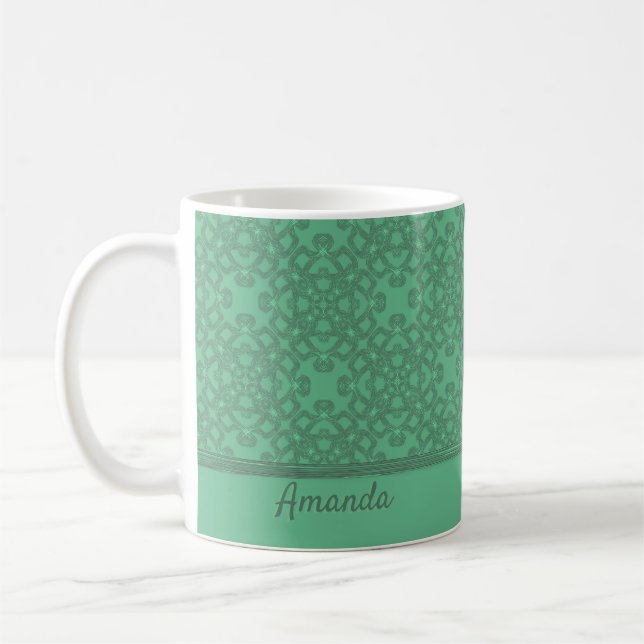 Personalized mint green pattern coffee mug (Left)