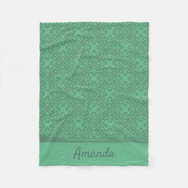 Personalized mint green pattern fleece blanket (Front)