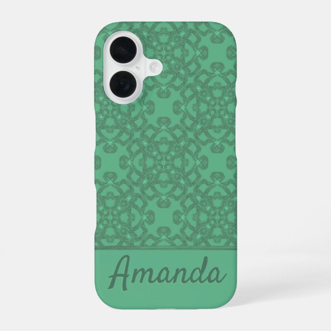 Personalized mint green pattern iphone case (Back)