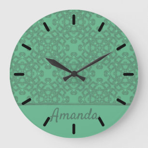Personalized mint green pattern large clock