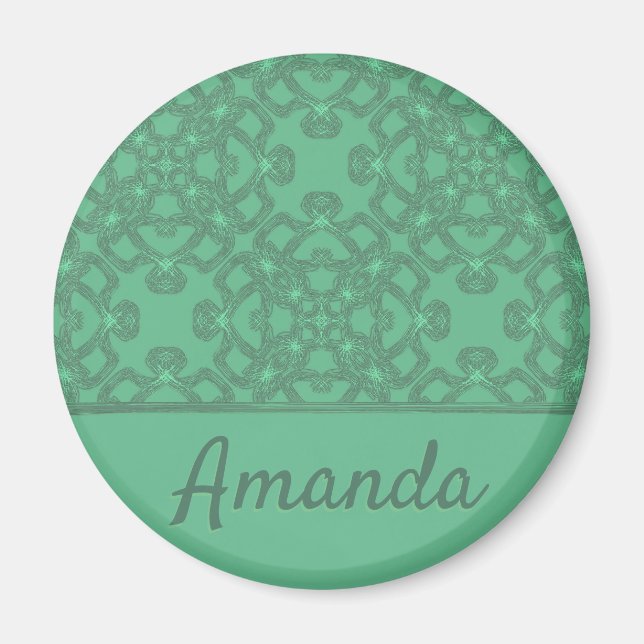 Personalized mint green pattern magnet (Front)