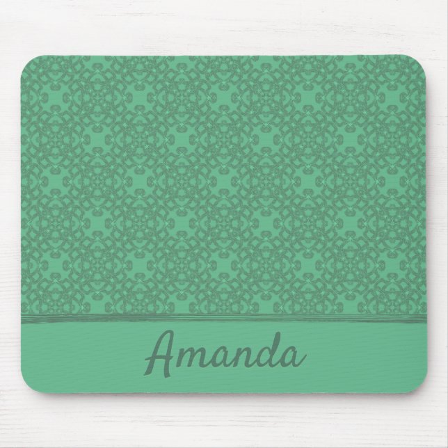 Personalized mint green pattern mouse pad (Front)