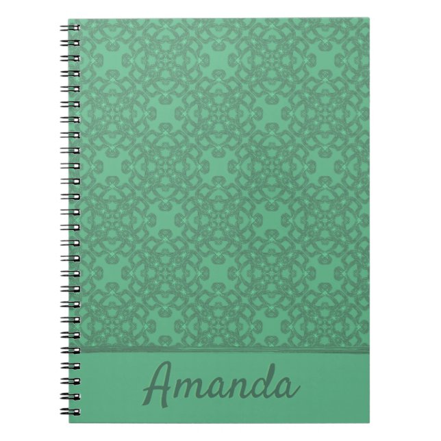 Personalized mint green pattern notebook (Front)