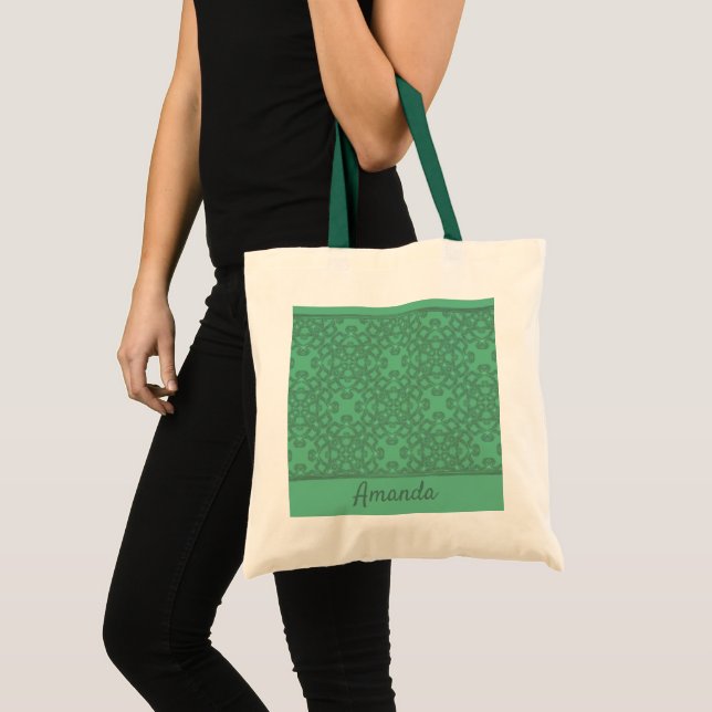 Personalized mint green pattern tote bag (Front (Product))
