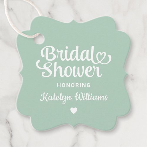 Personalized Mint Green Wedding Bridal Shower Favor Tags