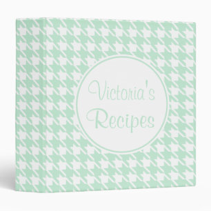 Personalized Mint Houndstooth Recipe Binder