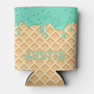 Personalized Mint Ice Cream Drip Can Cooler