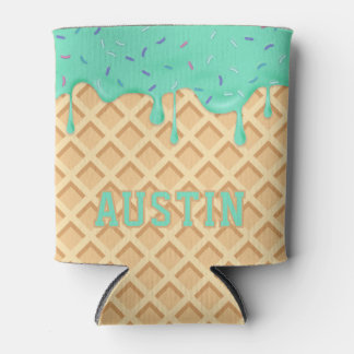 Personalized Mint Ice Cream Drip Can Cooler