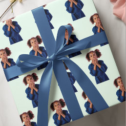 Personalized Mint Photo Collage Kids Birthday Wrapping Paper