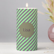 Personalized Mint & Plum Diagonal Striped