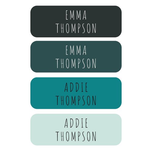 Personalized Mint Teal Clothing Kids Labels